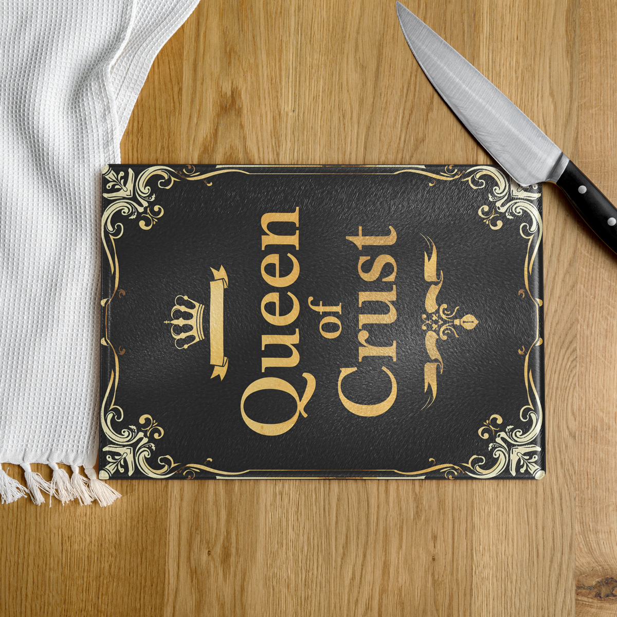 Queen of Crust Glass Cutting Board Kitchen & Baking Gear > Cutting Boards ZomaModa