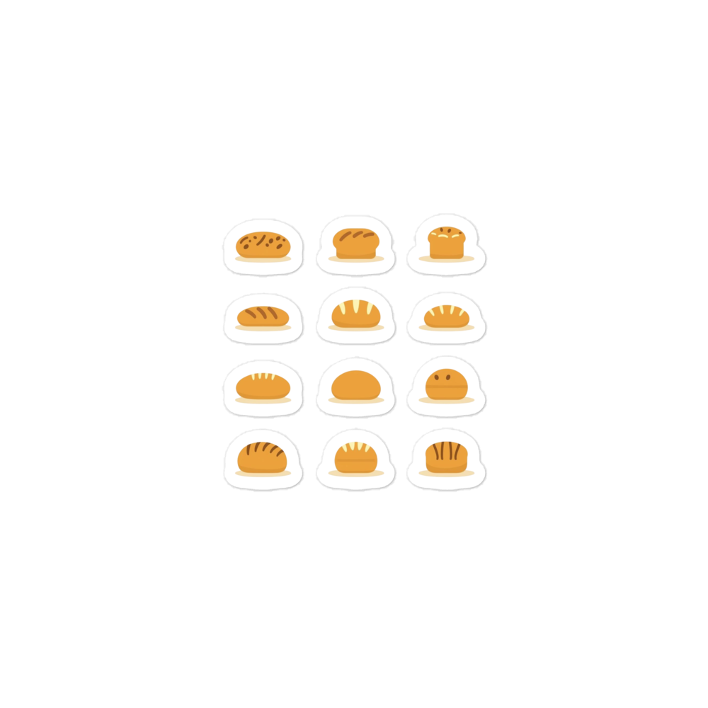 Mini Bread Icons Sticker Set (Baguette, Loaf & Roll Stickers) 3″×3″ Stationery & Gifts > Stickers ZomaModa