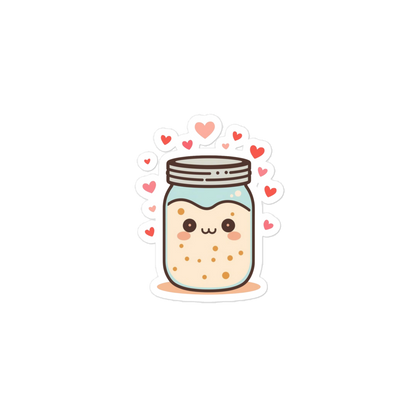 Sourdough Starter Jar with Hearts Sticker (Baker Gift Sticker) 3″×3″ Stationery & Gifts > Stickers ZomaModa