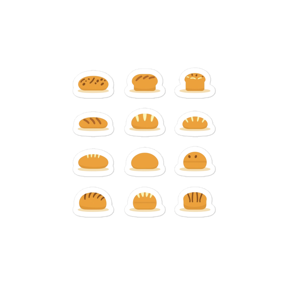 Mini Bread Icons Sticker Set (Baguette, Loaf & Roll Stickers) 4″×4″ Stationery & Gifts > Stickers ZomaModa