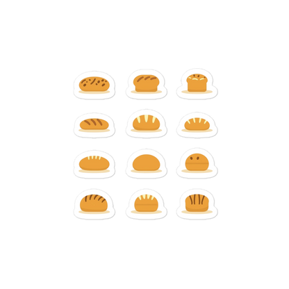 Mini Bread Icons Sticker Set (Baguette, Loaf & Roll Stickers) 4″×4″ Stationery & Gifts > Stickers ZomaModa