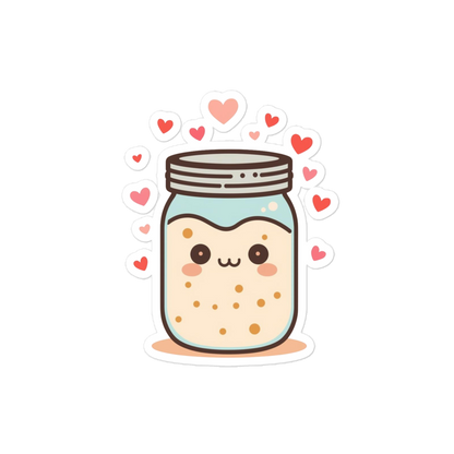 Sourdough Starter Jar with Hearts Sticker (Baker Gift Sticker) 4″×4″ Stationery & Gifts > Stickers ZomaModa