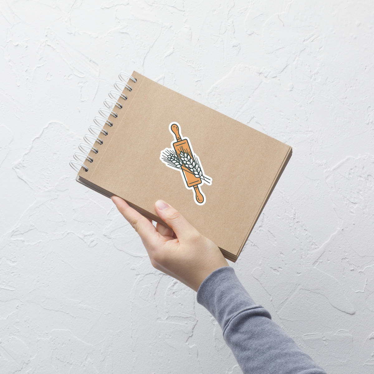 Rolling Pin with Wheat Leaves Sticker (Baker Tools Sticker) Stationery & Gifts > Stickers ZomaModa