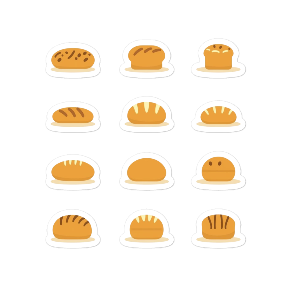 Mini Bread Icons Sticker Set (Baguette, Loaf & Roll Stickers) 5.5″×5.5″ Stationery & Gifts > Stickers ZomaModa