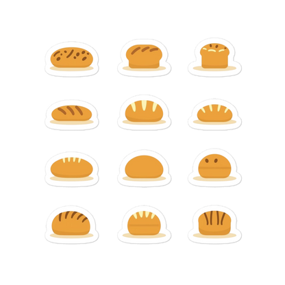 Mini Bread Icons Sticker Set (Baguette, Loaf & Roll Stickers) 5.5″×5.5″ Stationery & Gifts > Stickers ZomaModa