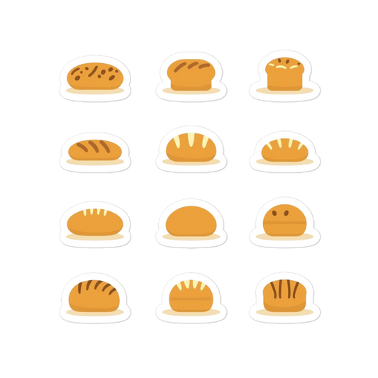 Mini Bread Icons Sticker Set (Baguette, Loaf & Roll Stickers) 5.5″×5.5″ Stationery & Gifts > Stickers ZomaModa