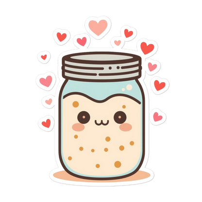 Sourdough Starter Jar with Hearts Sticker (Baker Gift Sticker) 5.5″×5.5″ Stationery & Gifts > Stickers ZomaModa