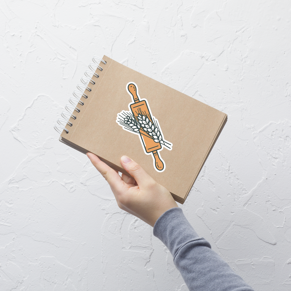 Rolling Pin with Wheat Leaves Sticker (Baker Tools Sticker) Stationery & Gifts > Stickers ZomaModa