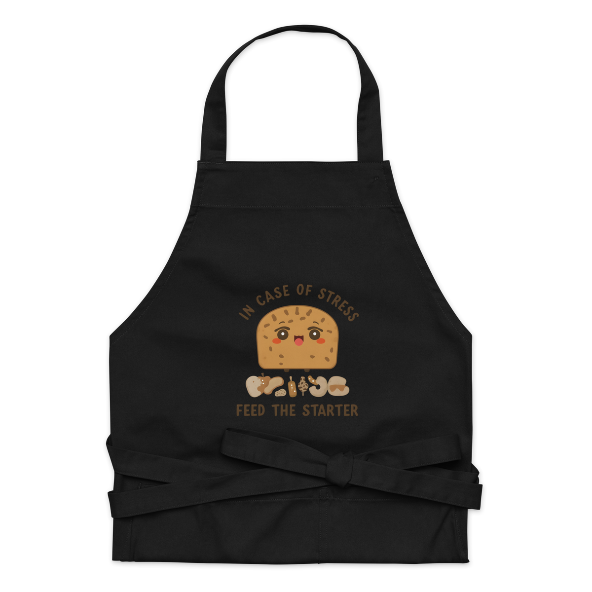 In Case of Stress, Feed The Starter | Comfort Baker Apron Black Kitchen & Baking Gear > Aprons ZomaModa