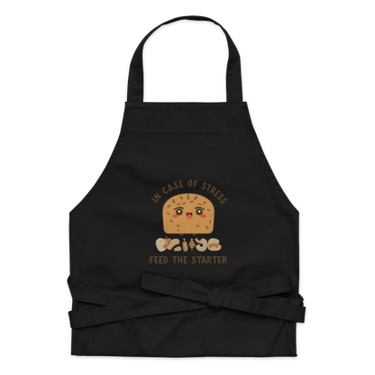 In Case of Stress, Feed The Starter | Comfort Baker Apron Black Kitchen & Baking Gear > Aprons ZomaModa
