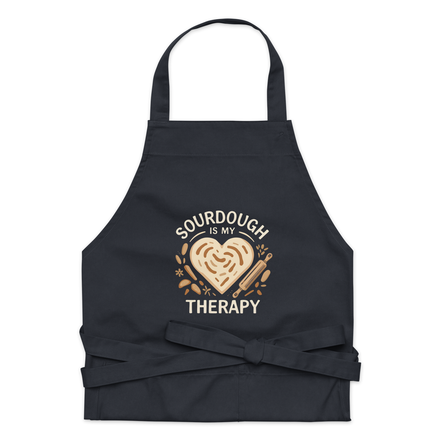 Sourdough Is My Therapy | Cozy Baker Apron Navy Kitchen & Baking Gear > Aprons ZomaModa