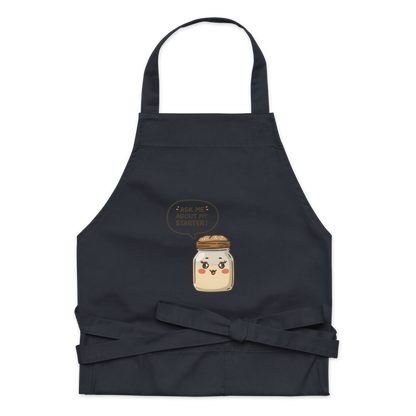 Ask Me About My Starter | Interactive Baker Apron Navy Kitchen & Baking Gear > Aprons ZomaModa