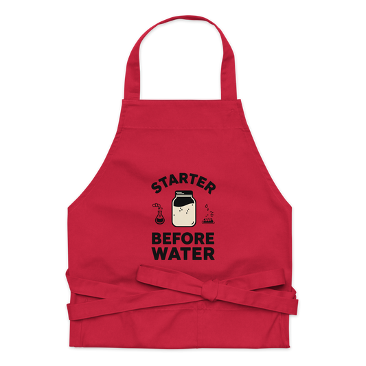 Starter Before Water | Baker’s Priority Apron Red Kitchen & Baking Gear > Aprons ZomaModa