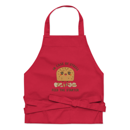 In Case of Stress, Feed The Starter | Comfort Baker Apron Red Kitchen & Baking Gear > Aprons ZomaModa