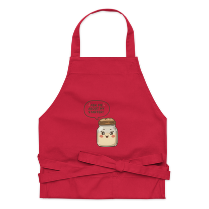 Ask Me About My Starter | Interactive Baker Apron Red Kitchen & Baking Gear > Aprons ZomaModa