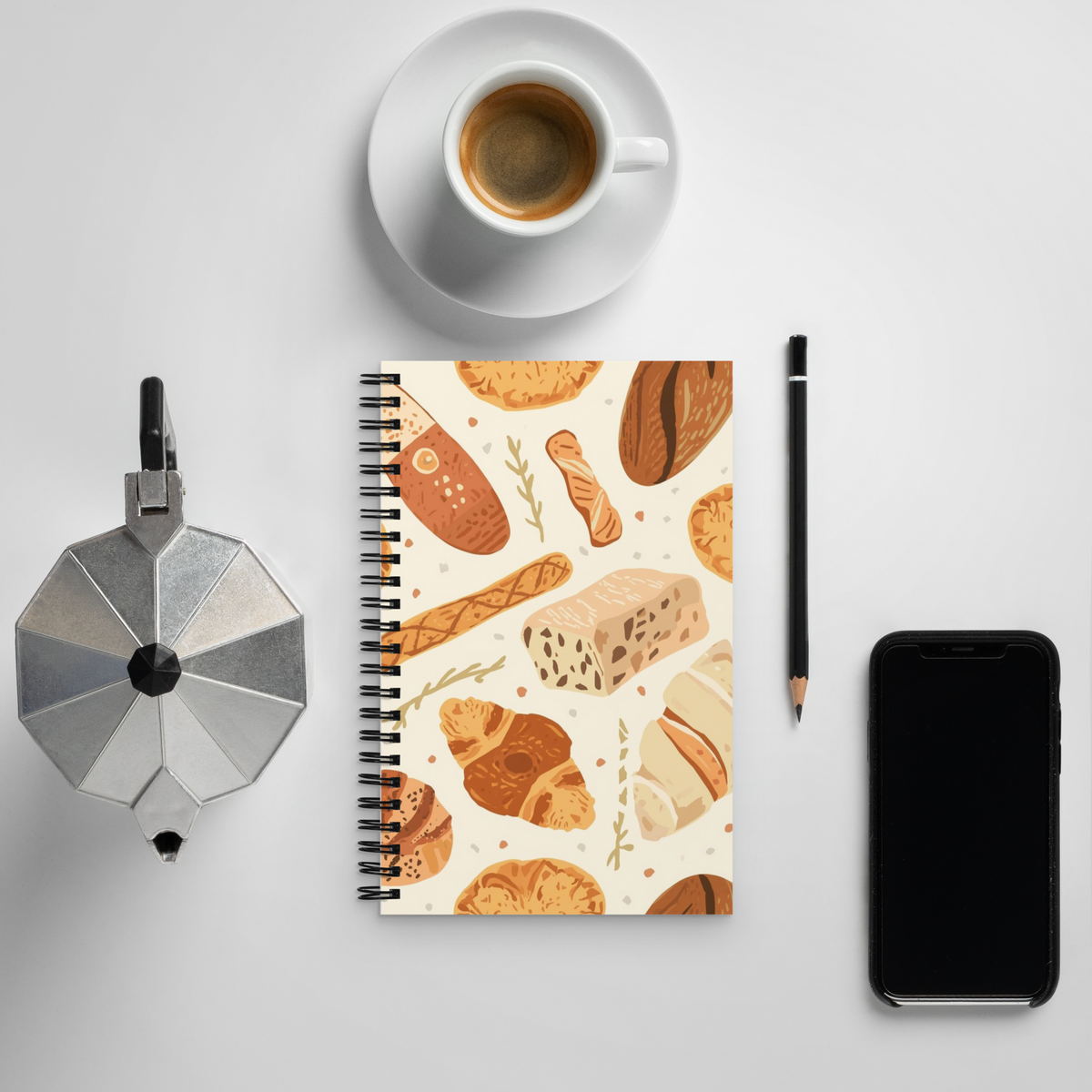 Rustic Bread Pattern | Spiral notebook Stationery & Gifts > Notebooks & Journals ZomaModa