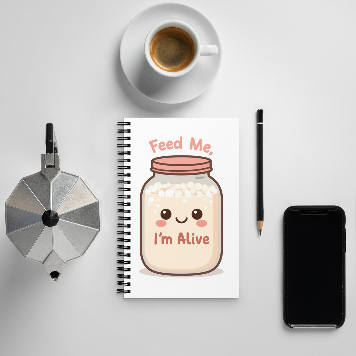 Cute Sourdough Starter Jar | Spiral notebook Stationery & Gifts > Notebooks & Journals ZomaModa