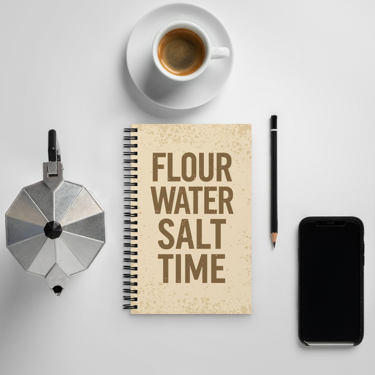 Flour, Water, Salt, Time | Spiral notebook Stationery & Gifts > Notebooks & Journals ZomaModa