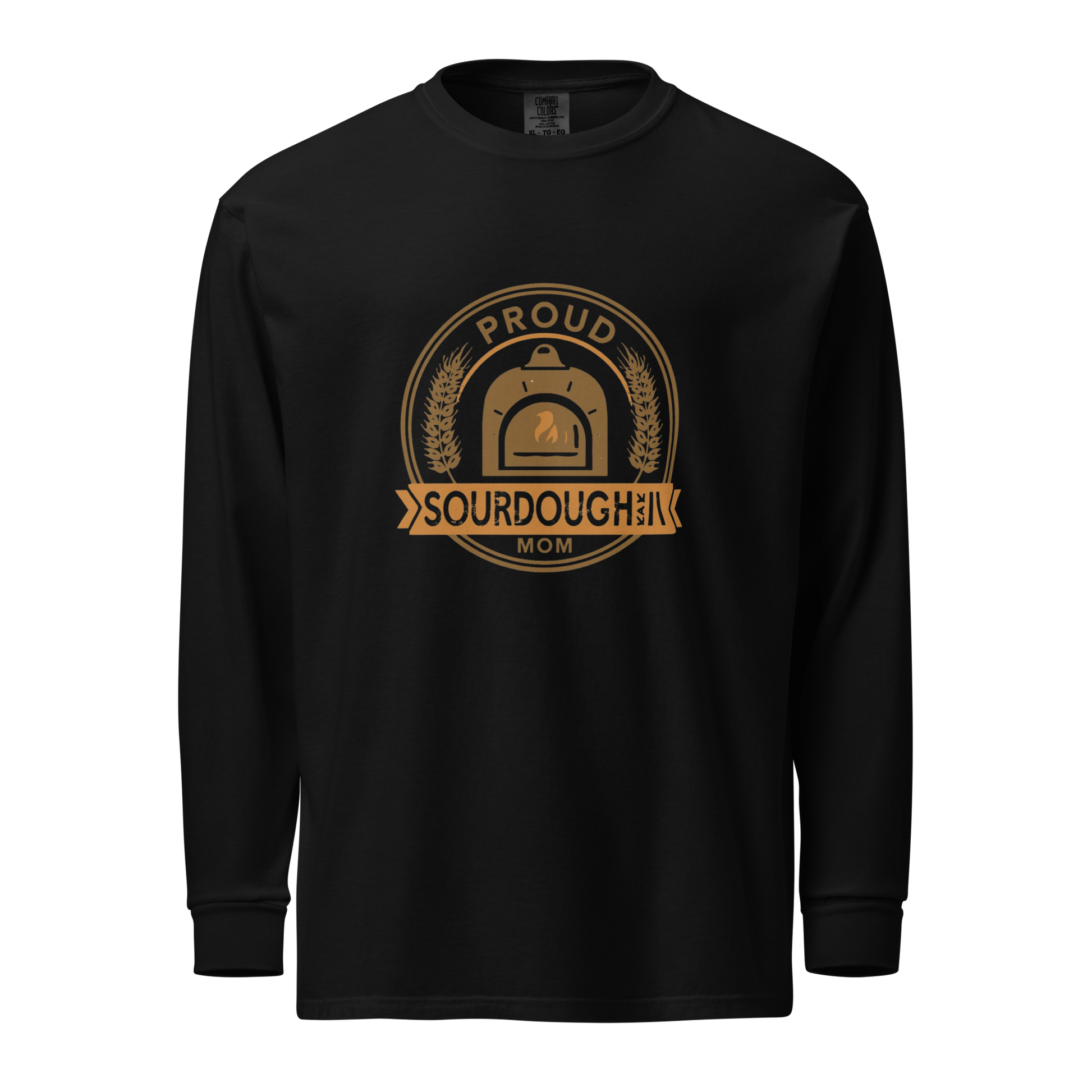 Sourdough Mom | Garment-dyed heavyweight long-sleeve shirt Black Apparel > Long Sleeve Shirts ZomaModa
