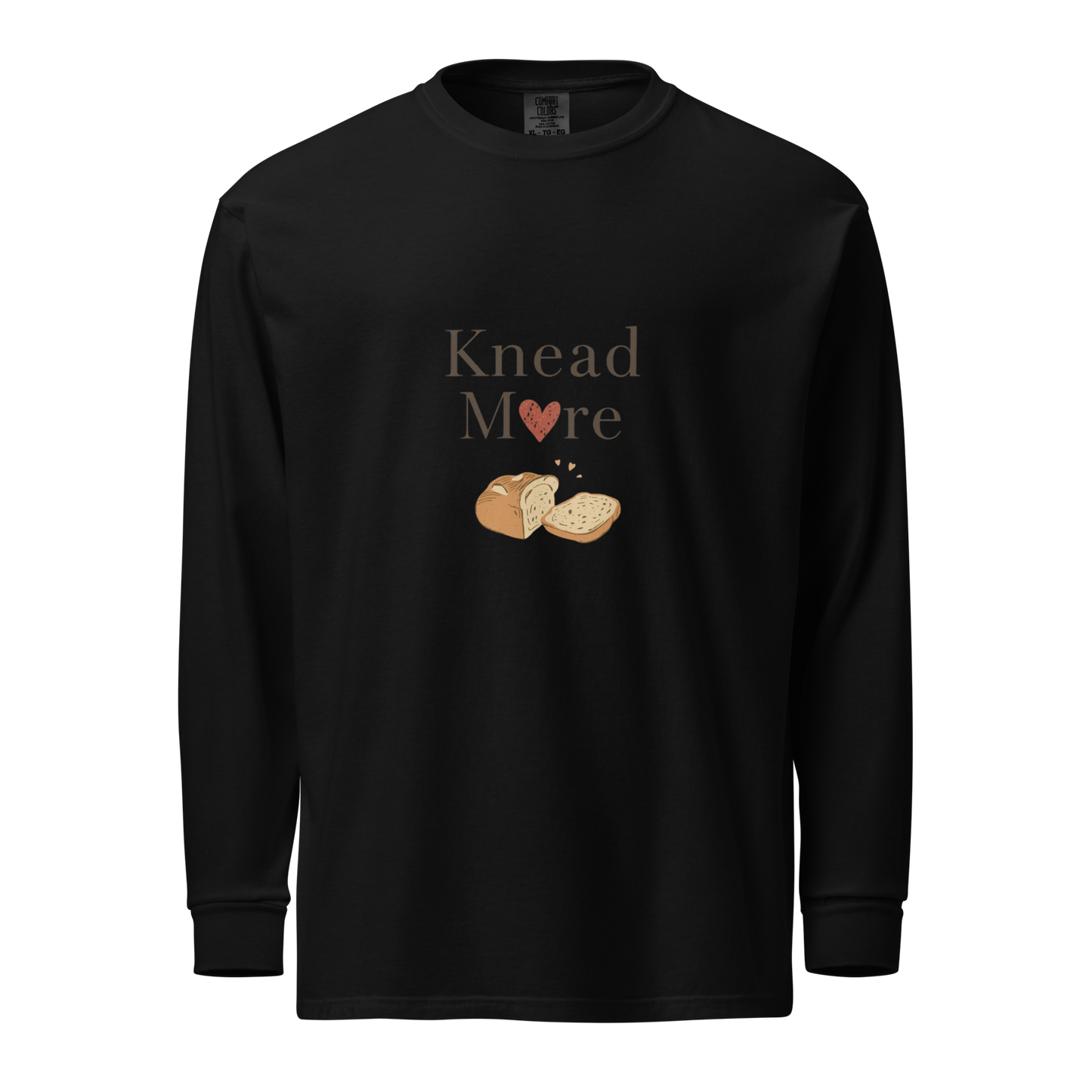 Knead More Love | Garment-dyed heavyweight long-sleeve shirt Black Apparel > Long Sleeve Shirts ZomaModa