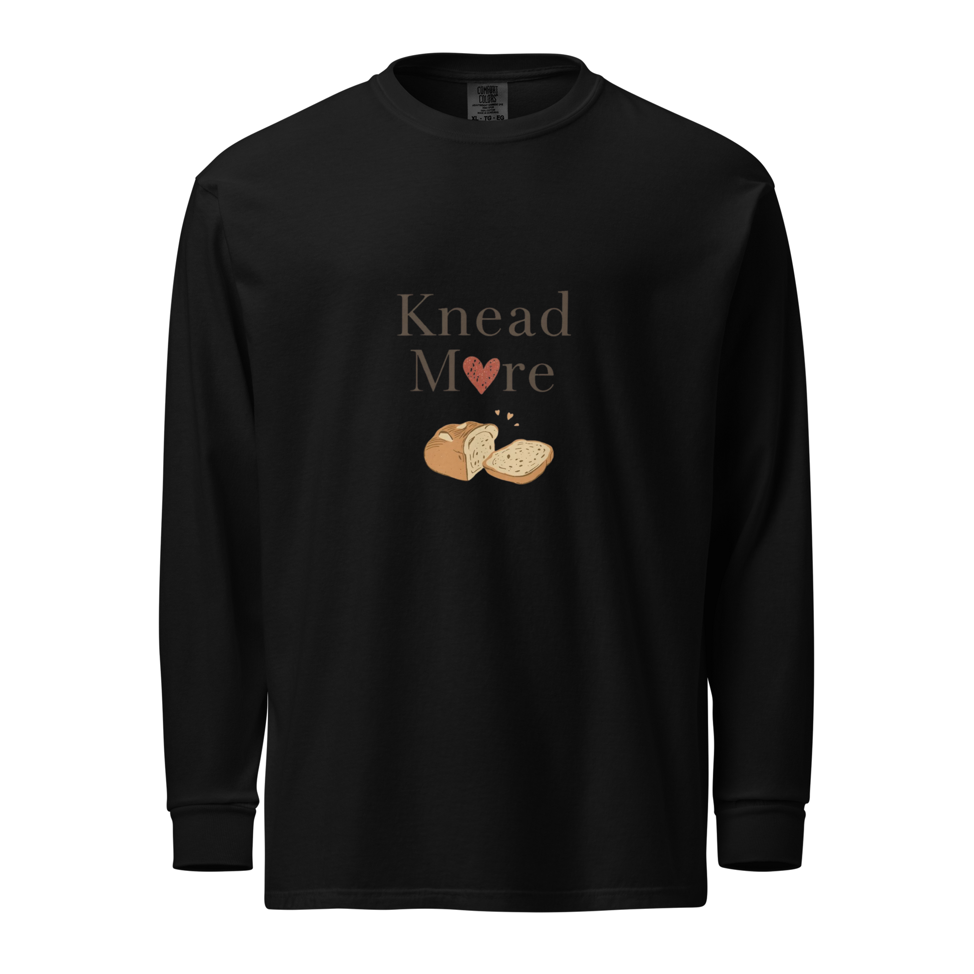 Knead More Love | Garment-dyed heavyweight long-sleeve shirt Black Apparel > Long Sleeve Shirts ZomaModa