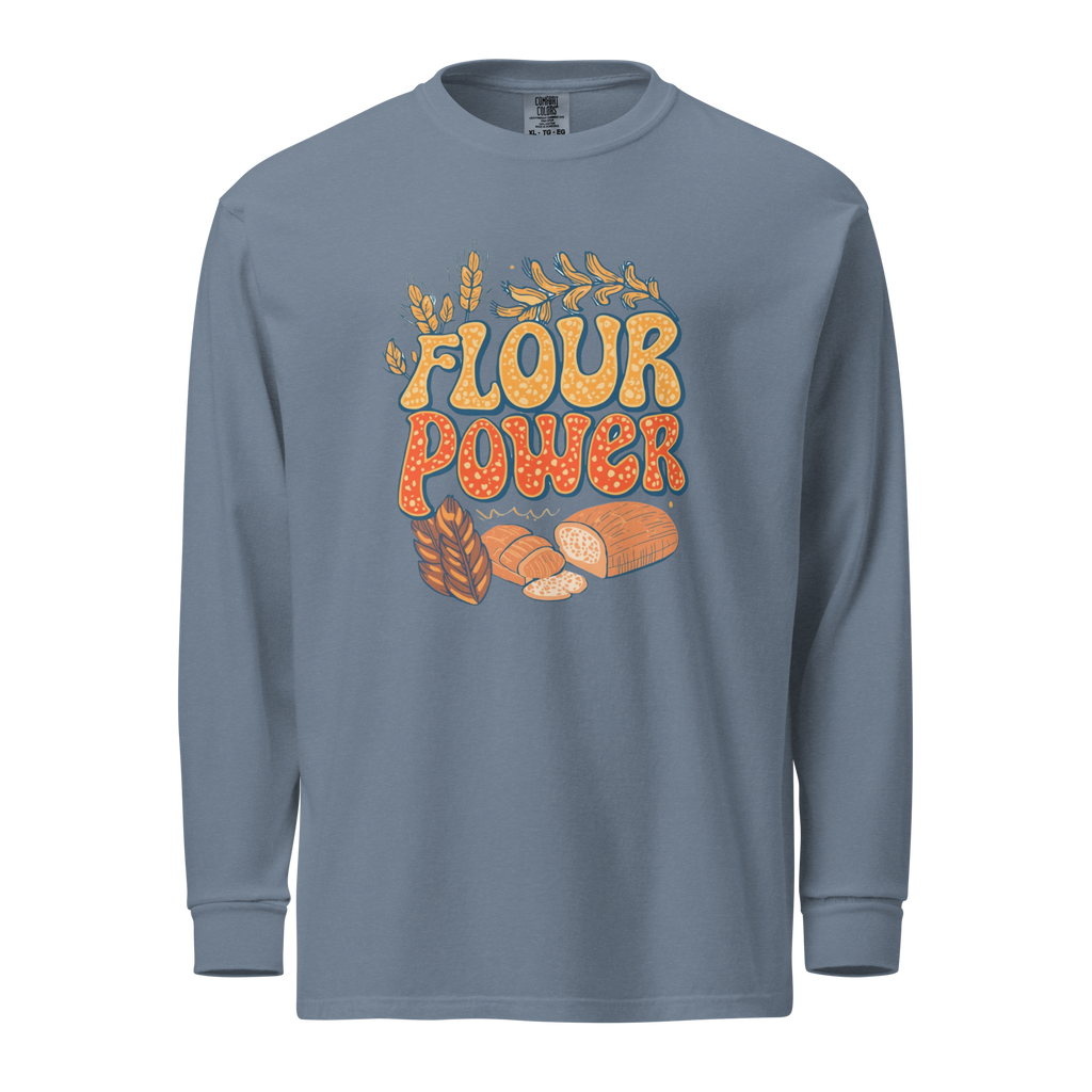 Flour Power | Garment-dyed heavyweight long-sleeve shirt Blue Jean Long Sleeve Shirts ZomaModa