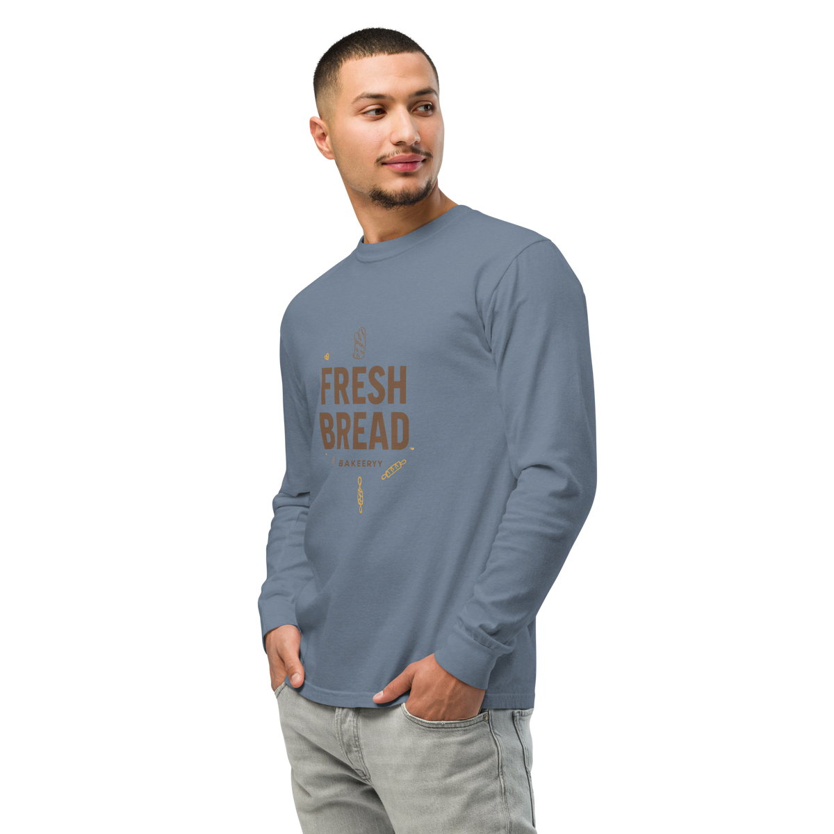 Eat Sleep Bake Repeat | Garment-dyed heavyweight long-sleeve shirt Apparel > Long Sleeve Shirts ZomaModa