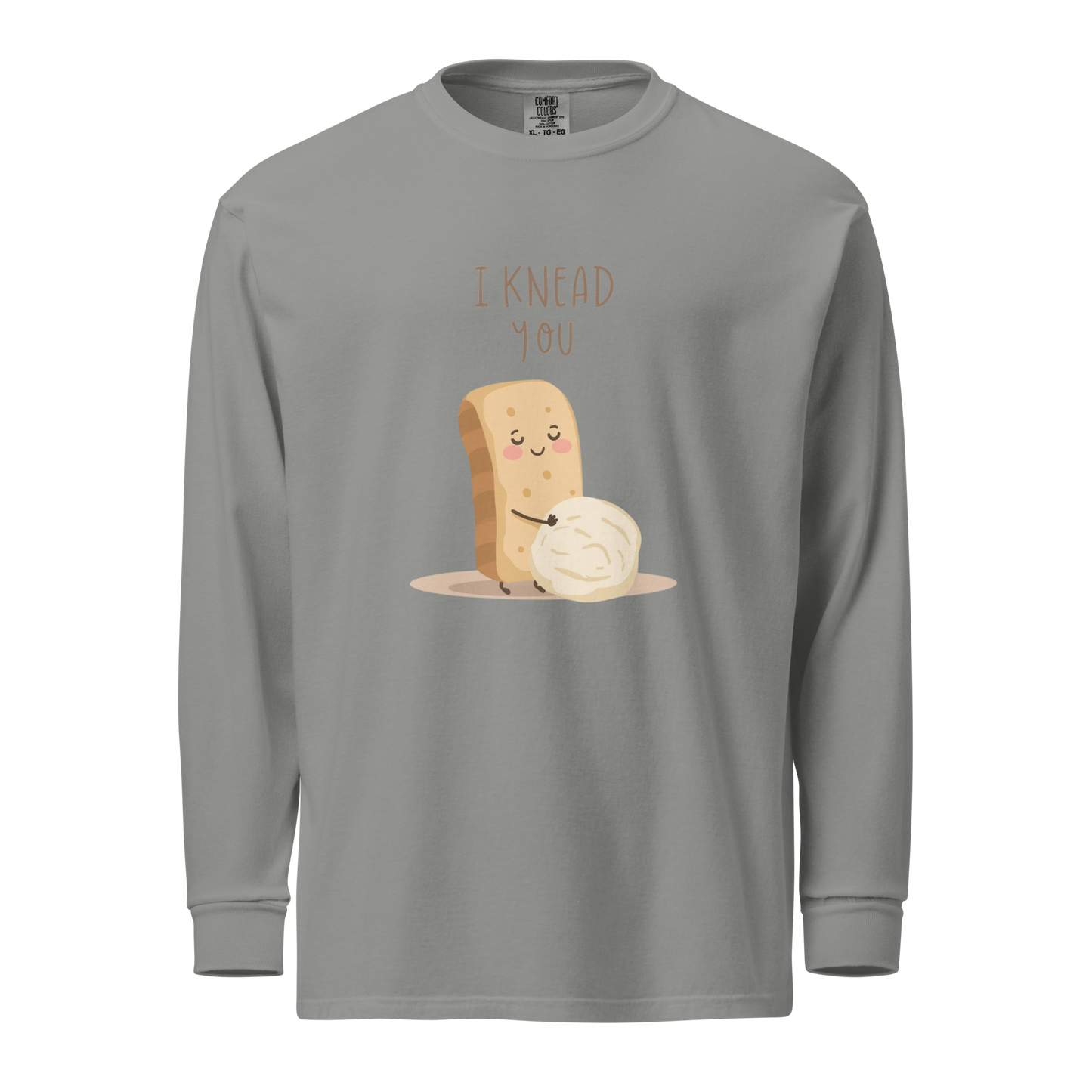 I Knead You | Garment-dyed heavyweight long-sleeve shirt Grey Apparel > Long Sleeve Shirts ZomaModa