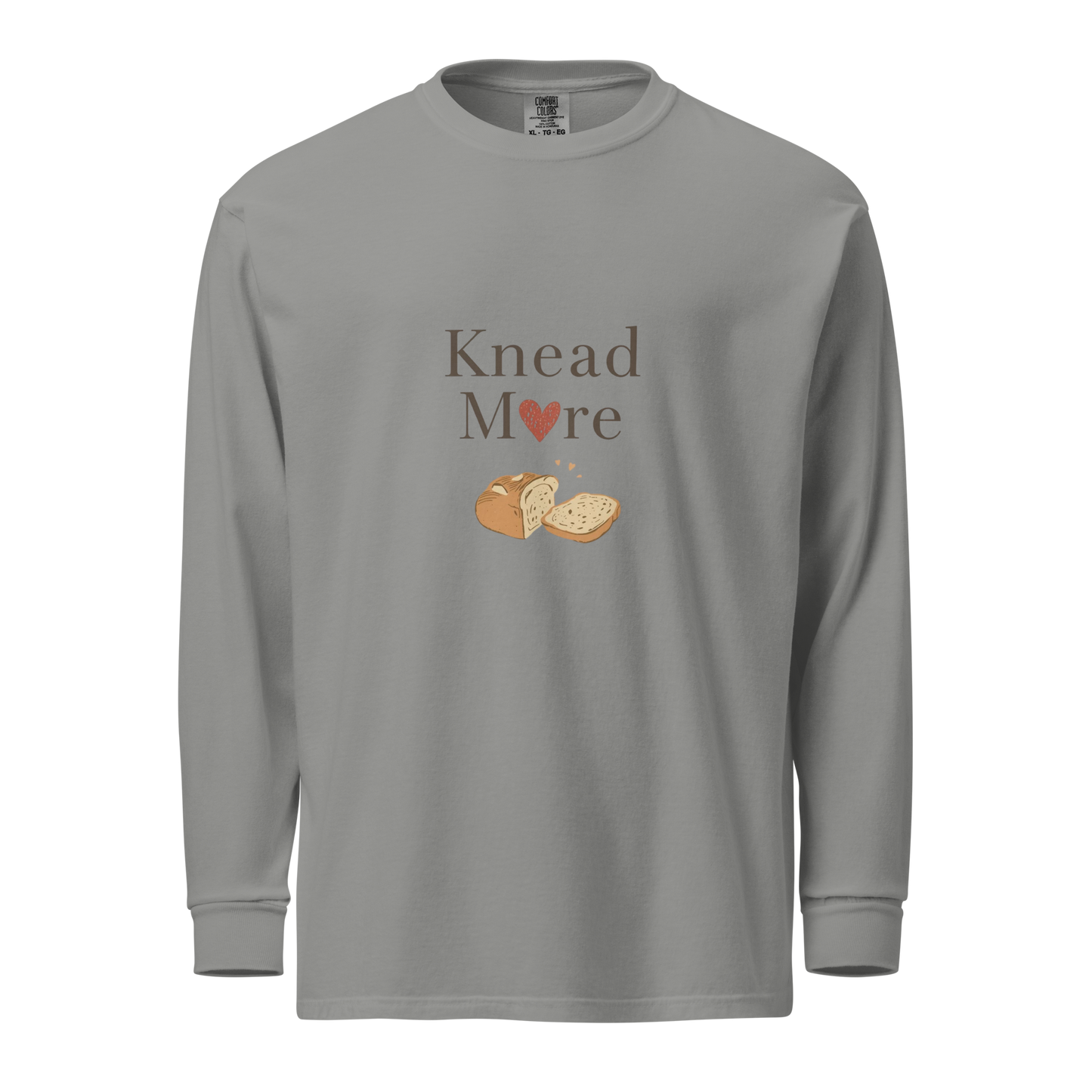 Knead More Love | Garment-dyed heavyweight long-sleeve shirt Grey Apparel > Long Sleeve Shirts ZomaModa