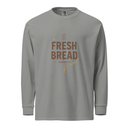 Eat Sleep Bake Repeat | Garment-dyed heavyweight long-sleeve shirt Grey Apparel > Long Sleeve Shirts ZomaModa