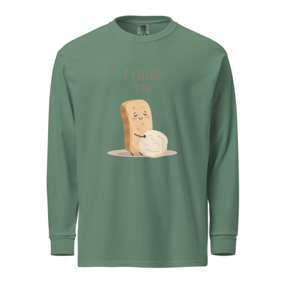 I Knead You | Garment-dyed heavyweight long-sleeve shirt Light Green Apparel > Long Sleeve Shirts ZomaModa
