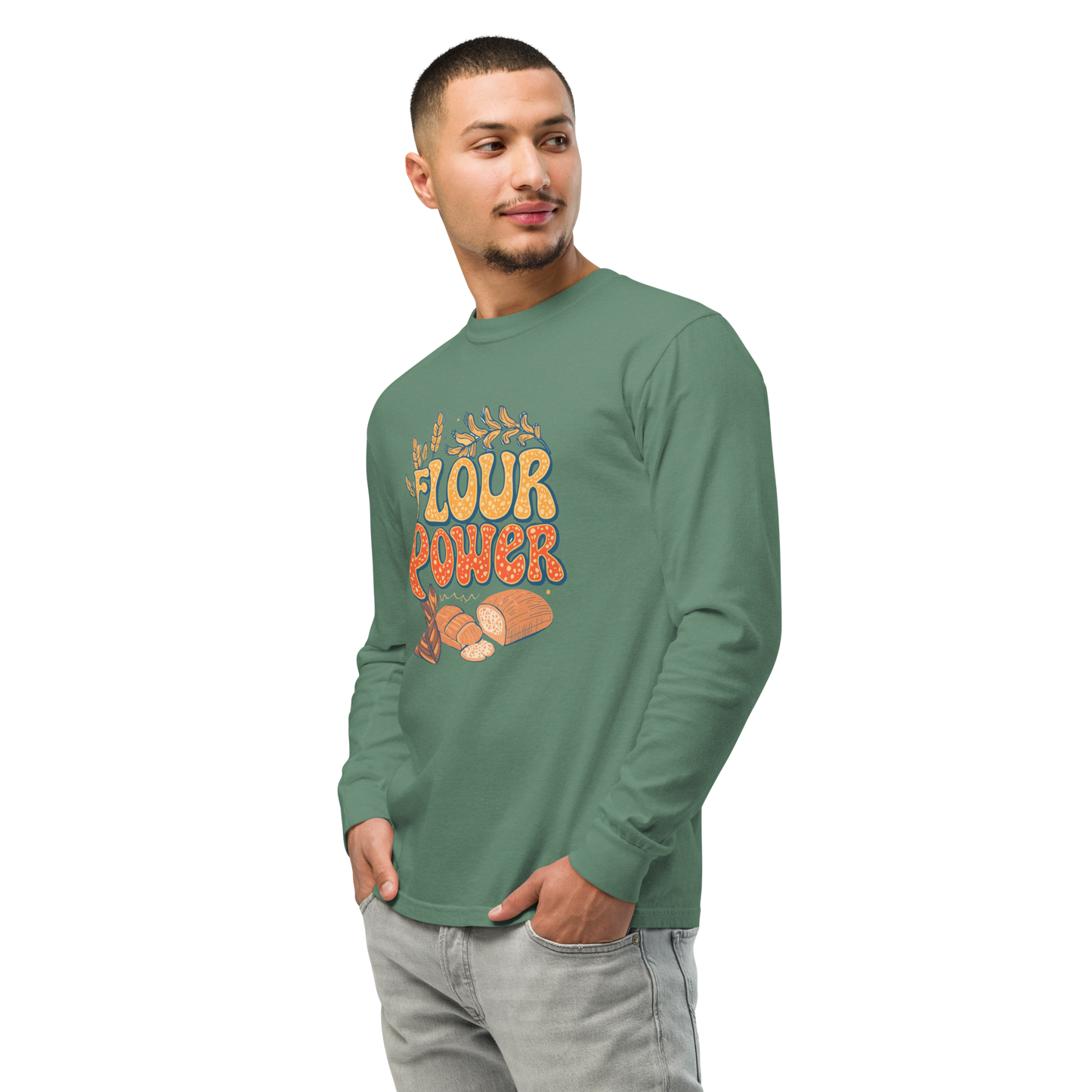 Flour Power | Garment-dyed heavyweight long-sleeve shirt Apparel > Long Sleeve Shirts ZomaModa