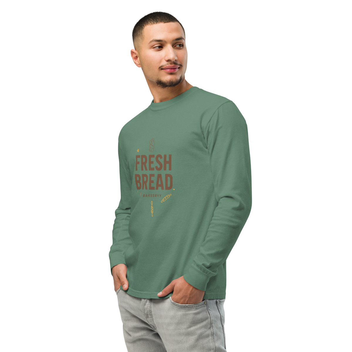 Eat Sleep Bake Repeat | Garment-dyed heavyweight long-sleeve shirt Apparel > Long Sleeve Shirts ZomaModa
