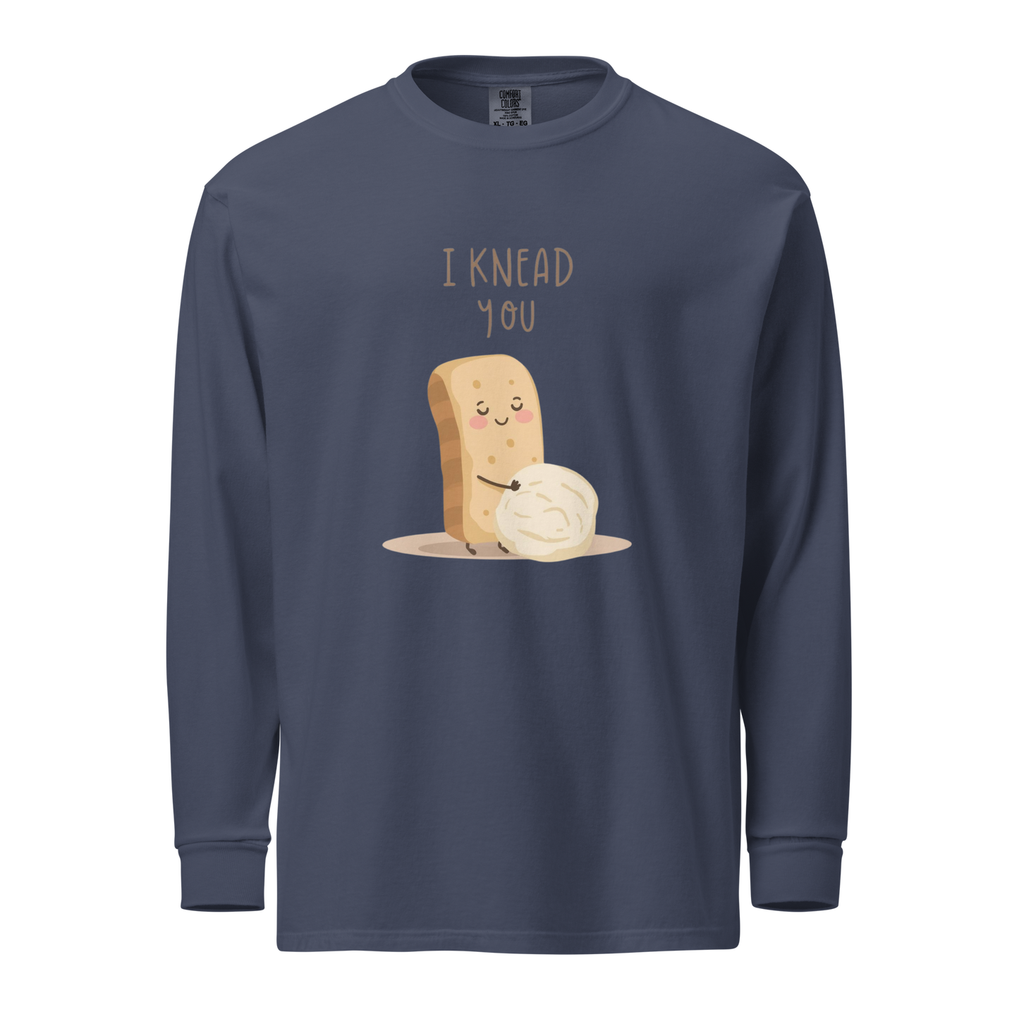 I Knead You | Garment-dyed heavyweight long-sleeve shirt Navy Apparel > Long Sleeve Shirts ZomaModa