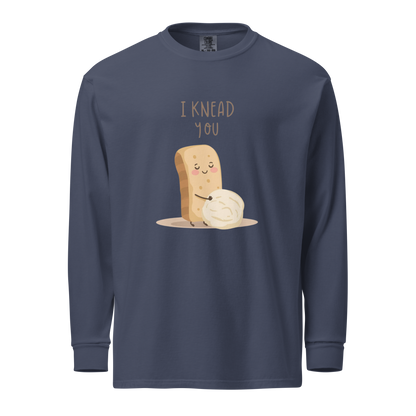 I Knead You | Garment-dyed heavyweight long-sleeve shirt Navy Apparel > Long Sleeve Shirts ZomaModa
