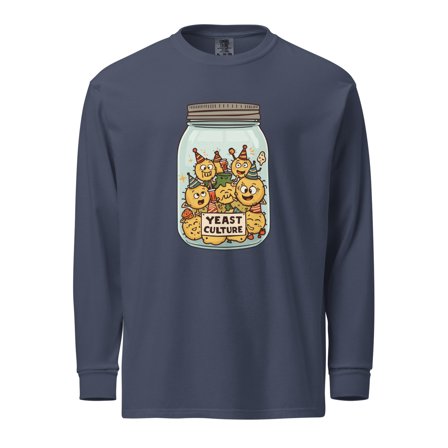 Wild Yeast, Wild Life | Garment-dyed heavyweight long-sleeve shirt Navy Apparel > Long Sleeve Shirts ZomaModa
