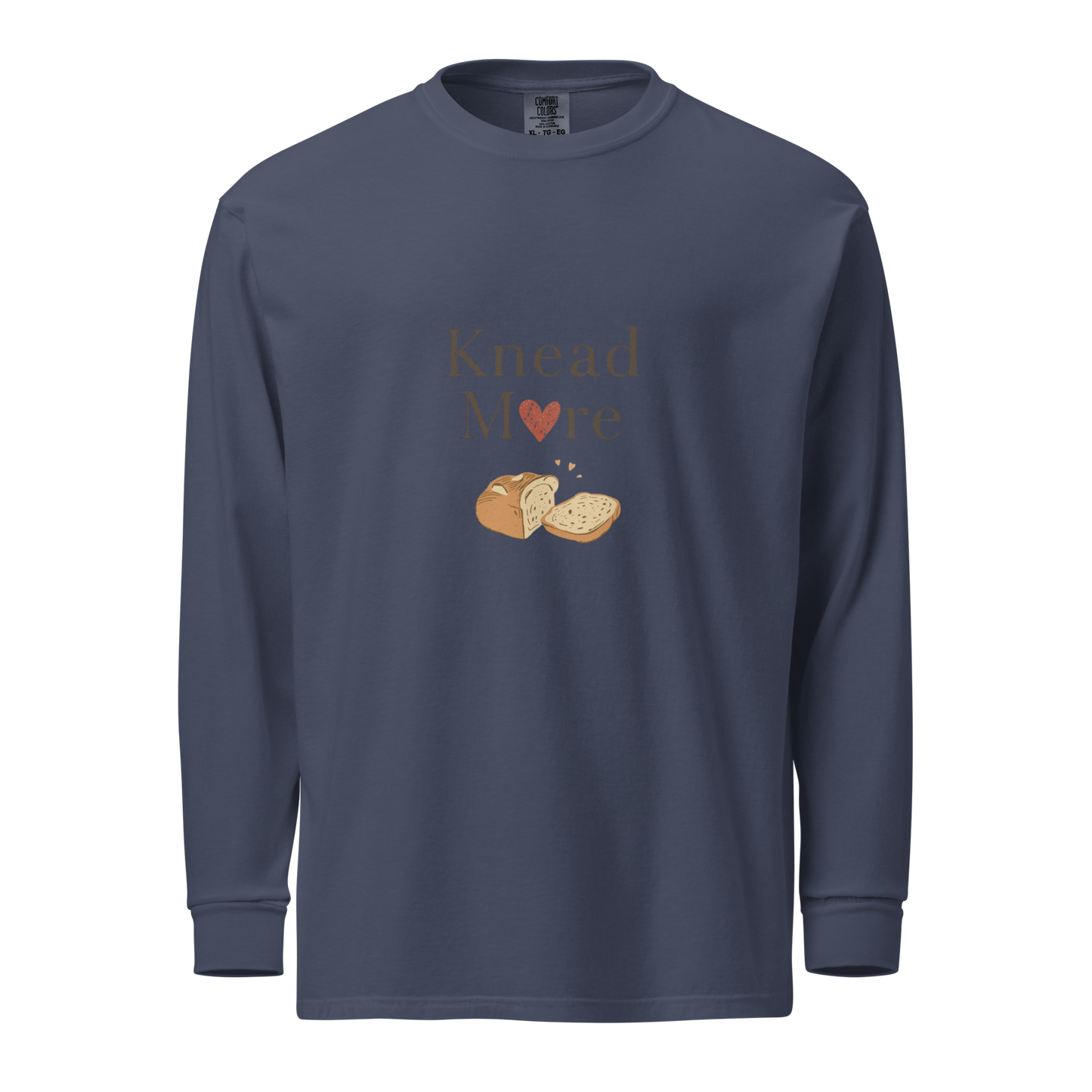 Knead More Love | Garment-dyed heavyweight long-sleeve shirt Navy Apparel > Long Sleeve Shirts ZomaModa