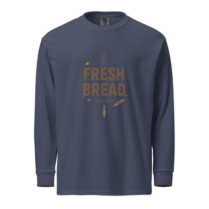 Eat Sleep Bake Repeat | Garment-dyed heavyweight long-sleeve shirt Navy Apparel > Long Sleeve Shirts ZomaModa