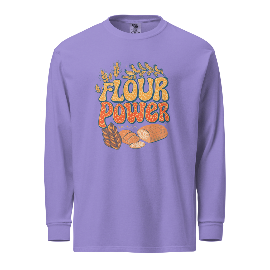 Flour Power | Garment-dyed heavyweight long-sleeve shirt Violet Long Sleeve Shirts ZomaModa