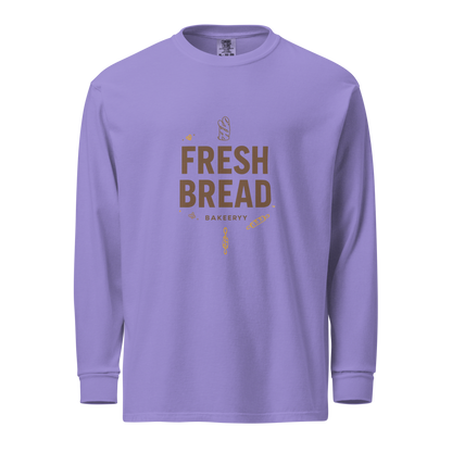 Eat Sleep Bake Repeat | Garment-dyed heavyweight long-sleeve shirt Violet Apparel > Long Sleeve Shirts ZomaModa