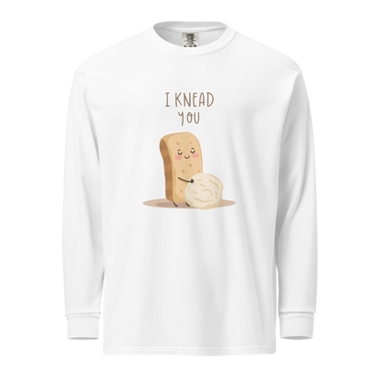 I Knead You | Garment-dyed heavyweight long-sleeve shirt White Apparel > Long Sleeve Shirts ZomaModa