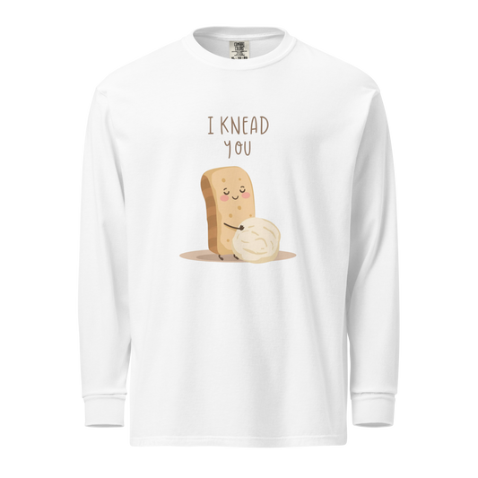 I Knead You | Garment-dyed heavyweight long-sleeve shirt White Apparel > Long Sleeve Shirts ZomaModa