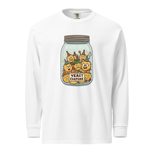 Wild Yeast, Wild Life | Garment-dyed heavyweight long-sleeve shirt White Apparel > Long Sleeve Shirts ZomaModa