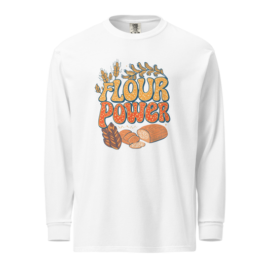 Flour Power | Garment-dyed heavyweight long-sleeve shirt White Apparel > Long Sleeve Shirts ZomaModa