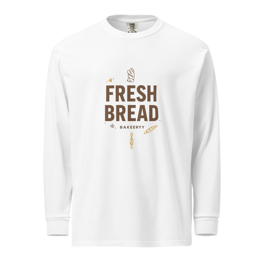 Eat Sleep Bake Repeat | Garment-dyed heavyweight long-sleeve shirt White Apparel > Long Sleeve Shirts ZomaModa