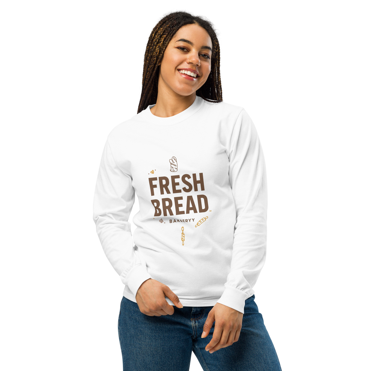 Eat Sleep Bake Repeat | Garment-dyed heavyweight long-sleeve shirt Apparel > Long Sleeve Shirts ZomaModa