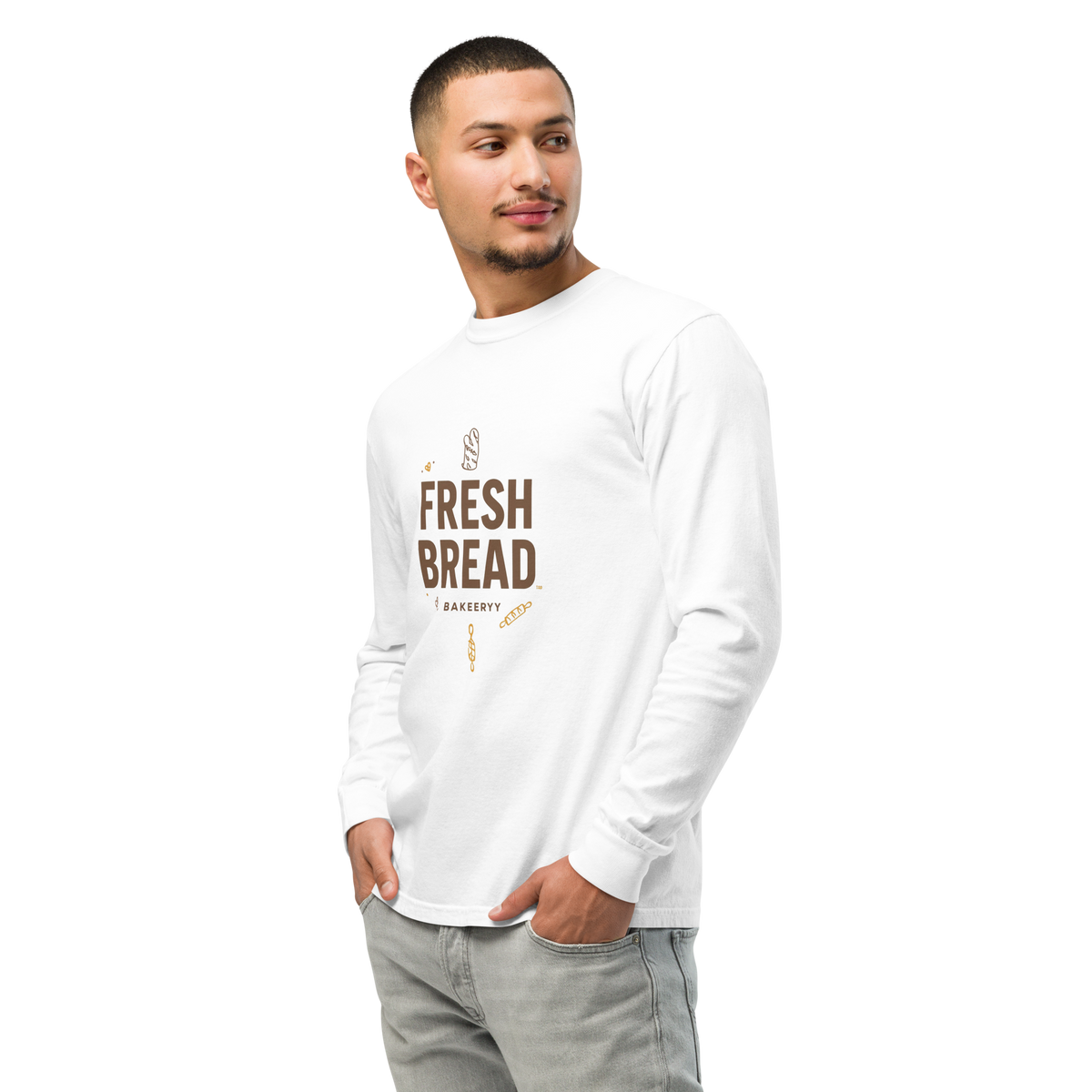 Eat Sleep Bake Repeat | Garment-dyed heavyweight long-sleeve shirt Apparel > Long Sleeve Shirts ZomaModa