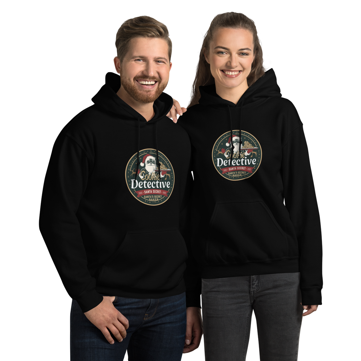 Cookie Detective – Santa’s Secret Baker V2 | Unisex Hoodie Black Apparel > Hoodies & Sweatshirts ZomaModa