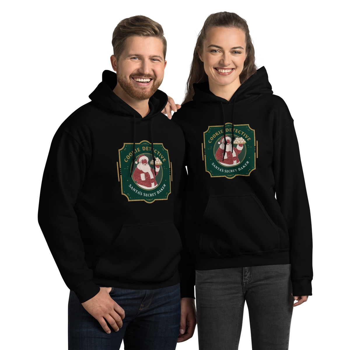 Cookie Detective – Santa’s Secret Baker V1 | Unisex Hoodie Black Apparel > Hoodies & Sweatshirts ZomaModa