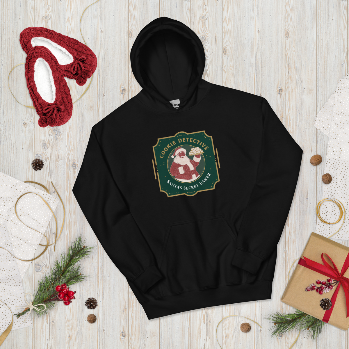 Cookie Detective – Santa’s Secret Baker V1 | Unisex Hoodie Apparel > Hoodies & Sweatshirts ZomaModa